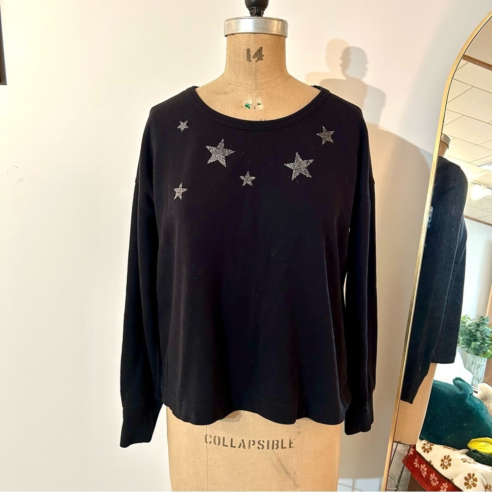 GAP Women’s Black Star Embellished Boxy Oversized Sweatshirt Sz S